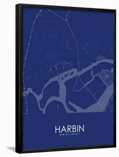 Harbin, China Blue Map-null-Framed Poster