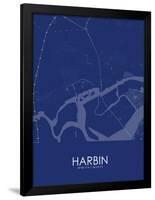 Harbin, China Blue Map-null-Framed Poster