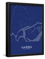 Harbin, China Blue Map-null-Framed Poster