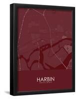 Harbin, China Red Map-null-Framed Poster