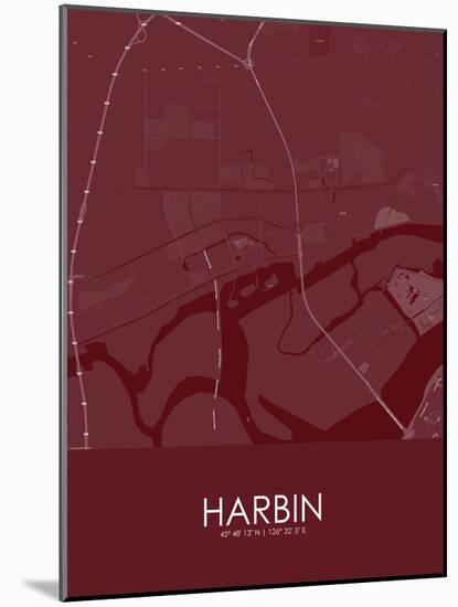 Harbin, China Red Map-null-Mounted Poster