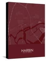 Harbin, China Red Map-null-Stretched Canvas