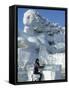Harbin City, A Tourist Is Playing a Sculpted Ice Piano, Snow and Ice Festival, China-Christian Kober-Framed Stretched Canvas