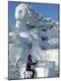 Harbin City, A Tourist Is Playing a Sculpted Ice Piano, Snow and Ice Festival, China-Christian Kober-Mounted Photographic Print