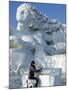 Harbin City, A Tourist Is Playing a Sculpted Ice Piano, Snow and Ice Festival, China-Christian Kober-Mounted Photographic Print