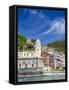 Harbor and Church of Vernazza, Cinque Terre, Italy-Terry Eggers-Framed Stretched Canvas