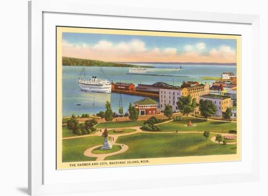 Harbor and City, Mackinac Island, Michigan-null-Framed Art Print