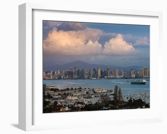 Harbor And City Viewed From Point Loma, Shelter Island Yacht Basin, San Diego, California, USA-null-Framed Photographic Print