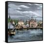 Harbor and Custom-House in Salem, Massachusetts, Circa 1870-null-Framed Stretched Canvas