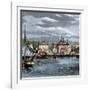 Harbor and Custom-House in Salem, Massachusetts, Circa 1870-null-Framed Giclee Print