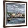 Harbor and Custom-House in Salem, Massachusetts, Circa 1870-null-Framed Giclee Print