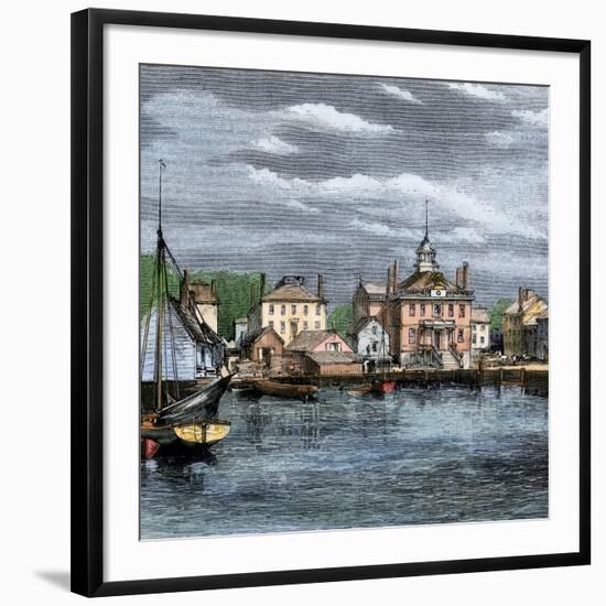 Harbor and Custom-House in Salem, Massachusetts, Circa 1870-null-Framed Giclee Print