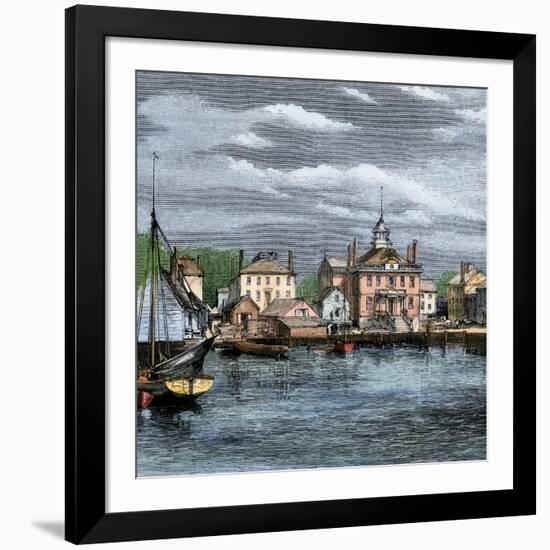 Harbor and Custom-House in Salem, Massachusetts, Circa 1870-null-Framed Giclee Print