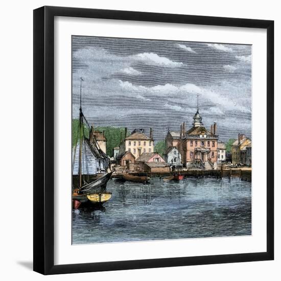 Harbor and Custom-House in Salem, Massachusetts, Circa 1870-null-Framed Giclee Print