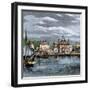 Harbor and Custom-House in Salem, Massachusetts, Circa 1870-null-Framed Giclee Print