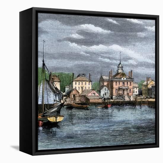 Harbor and Custom-House in Salem, Massachusetts, Circa 1870-null-Framed Stretched Canvas