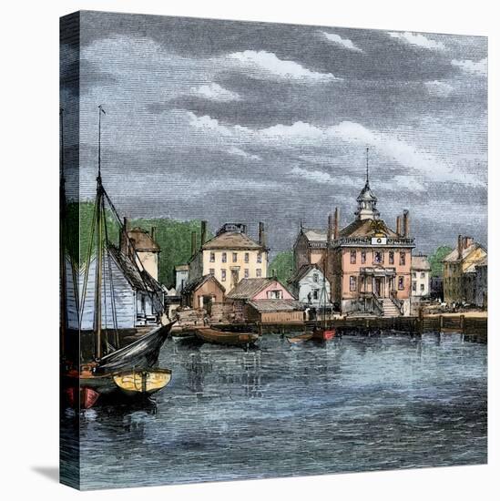 Harbor and Custom-House in Salem, Massachusetts, Circa 1870-null-Stretched Canvas