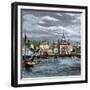 Harbor and Custom-House in Salem, Massachusetts, Circa 1870-null-Framed Giclee Print