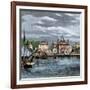 Harbor and Custom-House in Salem, Massachusetts, Circa 1870-null-Framed Giclee Print