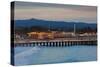 Harbor and Municipal Wharf at Dusk, Santa Cruz, California, USA-null-Stretched Canvas