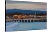 Harbor and Municipal Wharf at Dusk, Santa Cruz, California, USA-null-Stretched Canvas