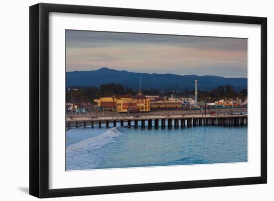 Harbor and Municipal Wharf at Dusk, Santa Cruz, California, USA-null-Framed Photographic Print