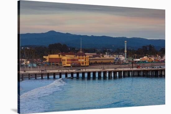 Harbor and Municipal Wharf at Dusk, Santa Cruz, California, USA-null-Stretched Canvas