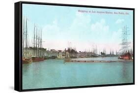 Harbor at San Pedro, California-null-Framed Stretched Canvas