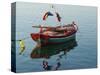 Harbor Fishing Boat, Lesvos, Mytilini, Aegean Islands, Greece-Walter Bibikow-Stretched Canvas