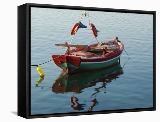 Harbor Fishing Boat, Lesvos, Mytilini, Aegean Islands, Greece-Walter Bibikow-Framed Stretched Canvas
