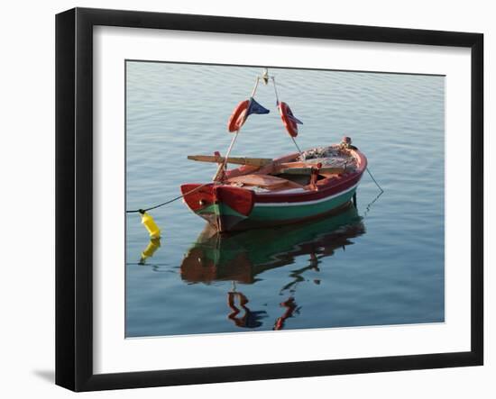 Harbor Fishing Boat, Lesvos, Mytilini, Aegean Islands, Greece-Walter Bibikow-Framed Photographic Print