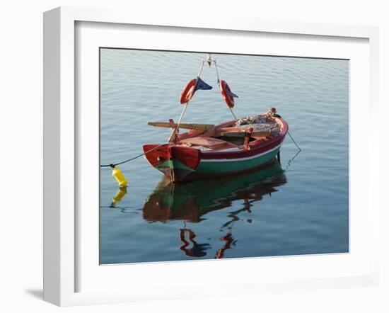 Harbor Fishing Boat, Lesvos, Mytilini, Aegean Islands, Greece-Walter Bibikow-Framed Photographic Print