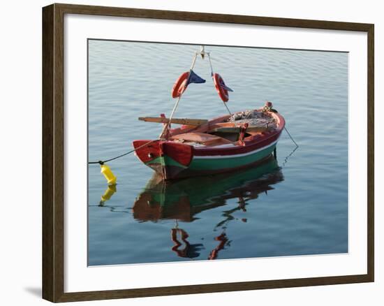 Harbor Fishing Boat, Lesvos, Mytilini, Aegean Islands, Greece-Walter Bibikow-Framed Photographic Print