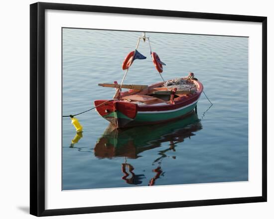 Harbor Fishing Boat, Lesvos, Mytilini, Aegean Islands, Greece-Walter Bibikow-Framed Photographic Print