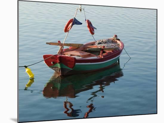 Harbor Fishing Boat, Lesvos, Mytilini, Aegean Islands, Greece-Walter Bibikow-Mounted Photographic Print