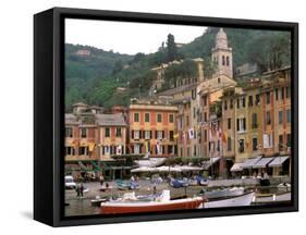 Harbor Front, Portofino, Riviera di Levante, Liguria, Italy-Walter Bibikow-Framed Stretched Canvas