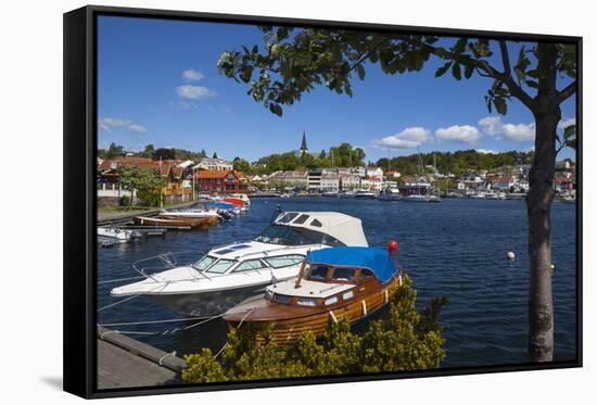 Harbor in Idyllic Grimstad, Sorlandet, Aust-Agder, Norway, Scandinavia, Europe-Doug Pearson-Framed Stretched Canvas