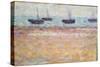 Harbor of Grandcamp (Four Boats) (Oil on Panel)-Georges Pierre Seurat-Stretched Canvas