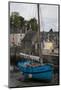 Harbor of St. Goustin on the River Auray in Brittany, Blue Sailboat-Mallorie Ostrowitz-Mounted Photographic Print