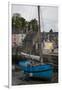 Harbor of St. Goustin on the River Auray in Brittany, Blue Sailboat-Mallorie Ostrowitz-Framed Premium Photographic Print