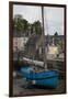 Harbor of St. Goustin on the River Auray in Brittany, Blue Sailboat-Mallorie Ostrowitz-Framed Premium Photographic Print