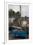 Harbor of St. Goustin on the River Auray in Brittany, Blue Sailboat-Mallorie Ostrowitz-Framed Photographic Print