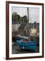 Harbor of St. Goustin on the River Auray in Brittany, Blue Sailboat-Mallorie Ostrowitz-Framed Photographic Print