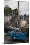 Harbor of St. Goustin on the River Auray in Brittany, Blue Sailboat-Mallorie Ostrowitz-Mounted Photographic Print