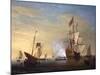 Harbor Scene: an English Ship with Sails Loosened Firing a Gun-Peter Monamy-Mounted Giclee Print