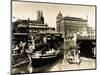 Harbor Scene Near Office Buildings-null-Mounted Photographic Print