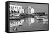 Harbor Scene with Small Boats and Whitewash Church in Greece., 1930 (Photo)-Maynard Owen Williams-Framed Stretched Canvas