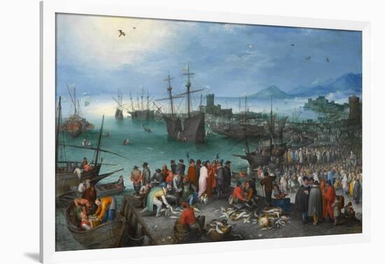 Harbor Scene with St. Paul's Departure from Caesarea, 1596-Jan the Elder Brueghel-Framed Giclee Print