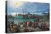 Harbor Scene with St. Paul's Departure from Caesarea, 1596-Jan the Elder Brueghel-Stretched Canvas