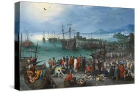 Harbor Scene with St. Paul's Departure from Caesarea, 1596-Jan the Elder Brueghel-Stretched Canvas